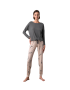 Vamp 17050, Γυναικεία Πυζάμα με μονόχρωμο μπλουζάκι και εμπριμέ παντελόνι